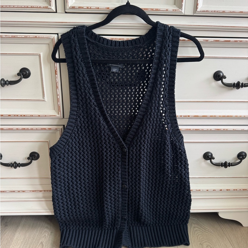 Anthropologie Deep Blue V-Neck Sweater Vest Size Large - Picture 11 of 13